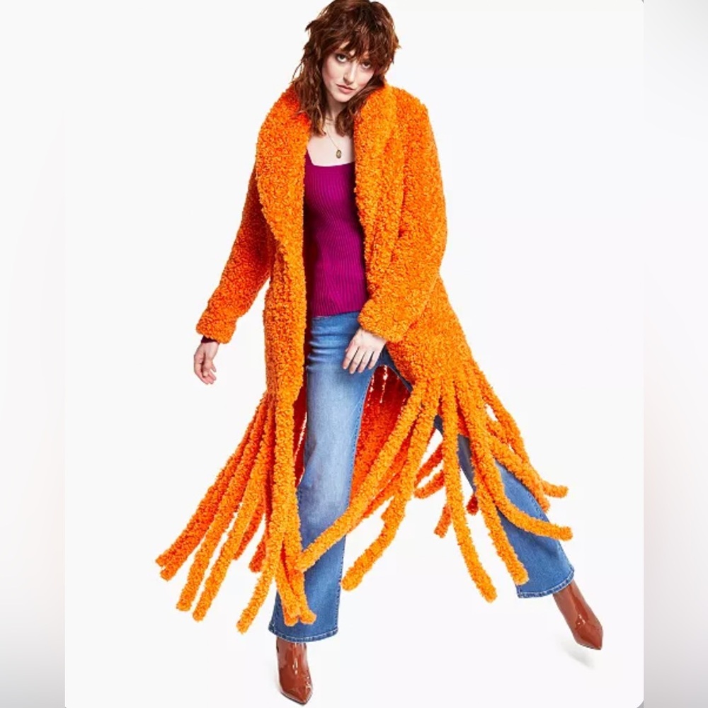 INC INTERNATIONAL CONCEPTS FRINGE COAT -SZ L NWT‼️ GENUINE HOT HARD TO FIND - Picture 3 of 6